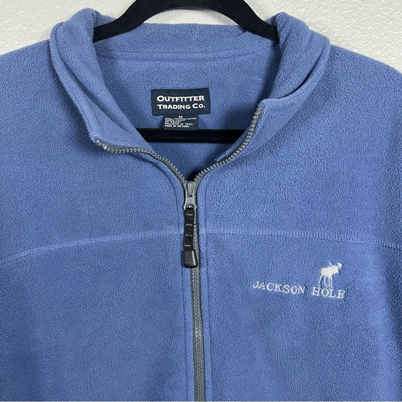 VTG Outfitter Trading Co Blue Gray Men M Full Zip Fleece Jacket Jackson Hole - Picture 1 of 7
